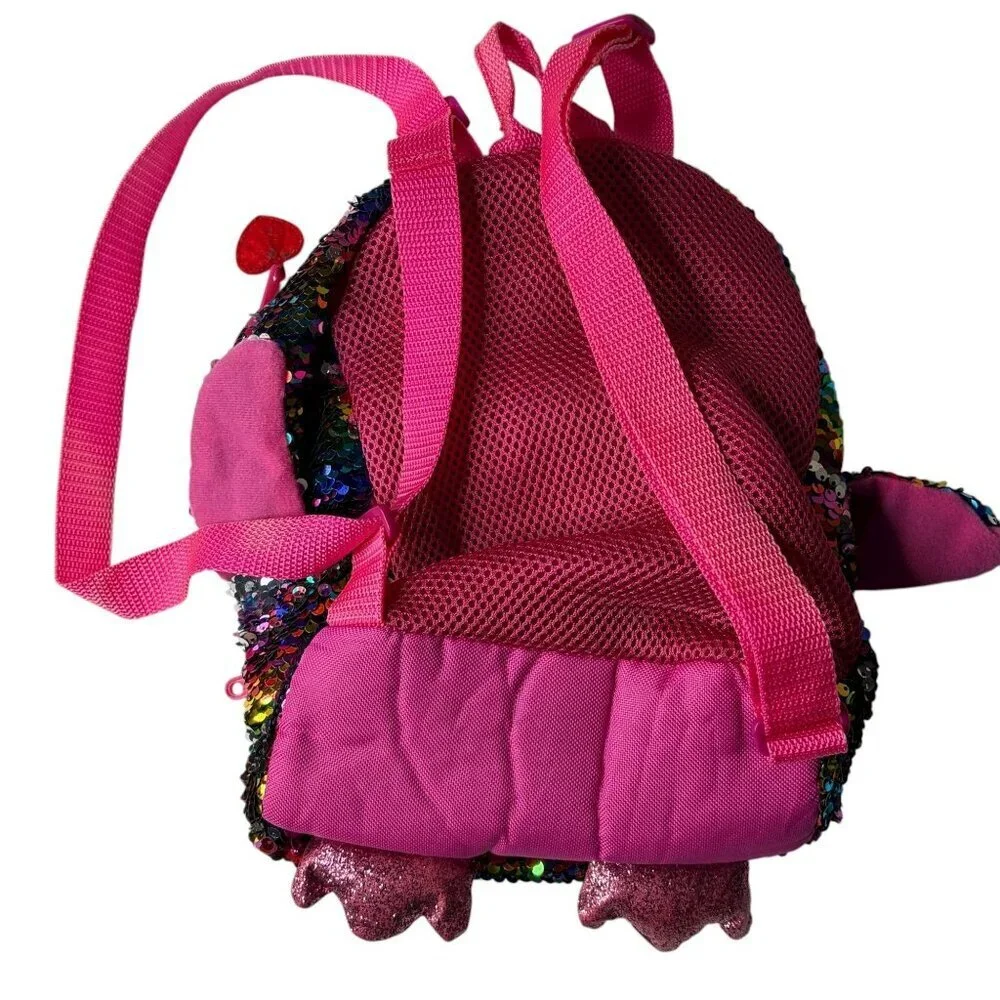 TY Mini Backpack OWEN Owl Sequin Flippy Color Changing Plush Bag (12”